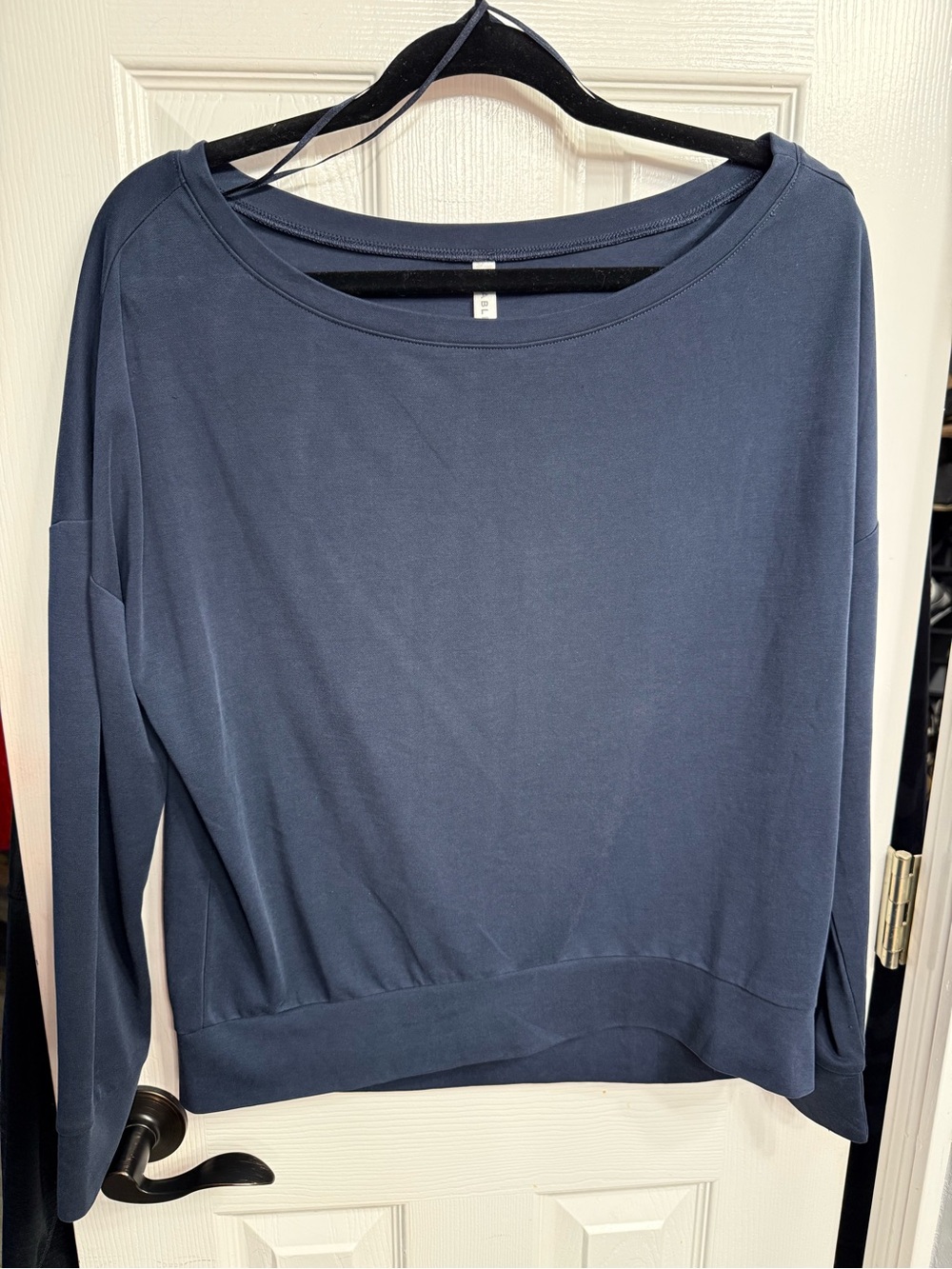 Fabletics Navy Boatneck Long-Sleeve Top